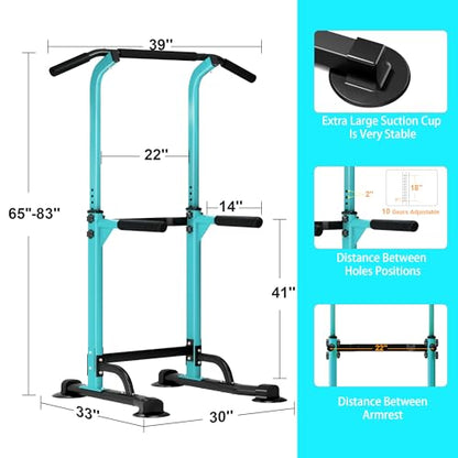 DlandHome Power Tower Pull Up Dip Station Multi-Function Fitness Equipment for Strength Training Adjustable Height Dip Stand for Home Gym - color: Blue