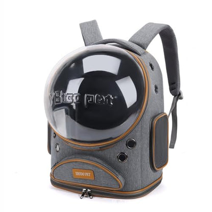 Cat Backpack Carrier, Breathable Cat Carrier Large Space Bubble Pet Backpack for Small Dog and Large cat up to 18lbs, Transparent & Foldable Pet Carrier for Travel Hiking (Grey) - color: Grey