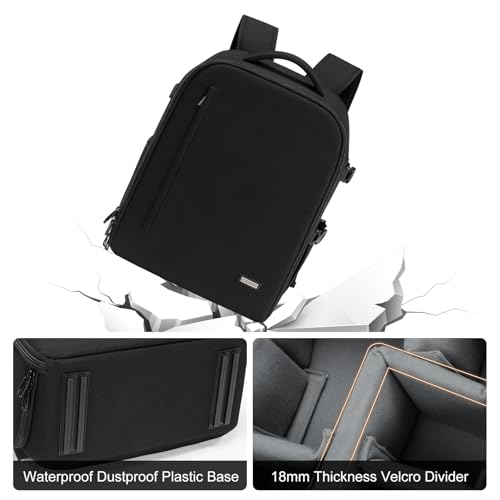 CADeN Camera Backpack, Extra Large DSLR Camera Bag with 17" Laptop Compartment, Waterproof Rain Cover, Professional Travel Hiking Camera Backpack Bag - color: Black, style: 2.0 Extra Large