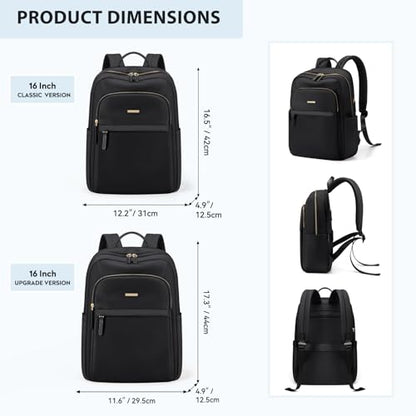 Hiking Travel Backpack for Women Casual Business Weekender Multilayer Laptop Bag,16 Inch,Black - color: A-black, size: 16 Inch