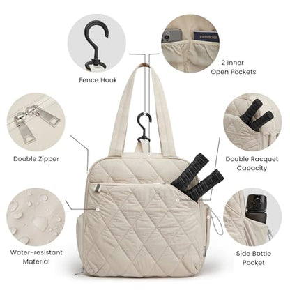 G4Free Pickleball Bag, Pickleball Backpack for Men and Women, Tote with Shoe Compartment and Waterproof Pocket - color: Beige