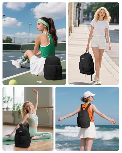 Ceneda Gym Backpack for Women, Cute Gym Bag with Shoe Compartment, Wet Pocket & Tumbler Strap, Puffer Dance Cheer Backpack - color: Black, style: Puffer