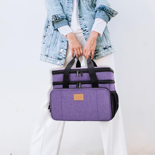 LUXJA 2 Layers Medicine Bag with Detachable Divider, Pill Bottle Organizer Suitable for Home or Travel Use, Purple - color: Purple