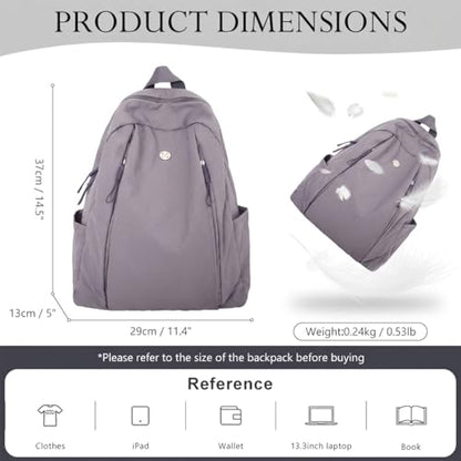 Nylon Backpack for Women Men, Waterproof Travel Backpack Purse Casual Daypack, Gym School Backpack for Daily Cycling (Purple) - color: Purple