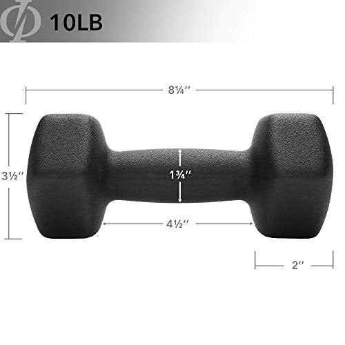 Philosophy Gym Set of 2 Neoprene Dumbbell Hand Weights, Hexagon Shape - style: Black 10 lb Pair