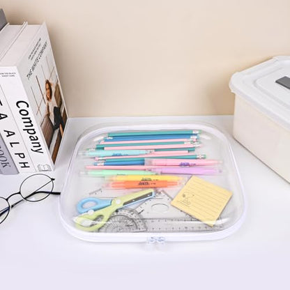 Clear Hard Shell Zipper Case,3PCS Transparent Clear Zipper Pouches,Hard Side Plastic Case Set,Portable Travel Storage Organizer Bins - color: 3PCS-L