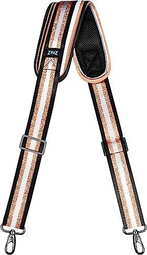 ZINZ Bag Shoulder Strap, Padded Adjustable Shoulder Strap Replacement - color: Black Gold, size: 57"