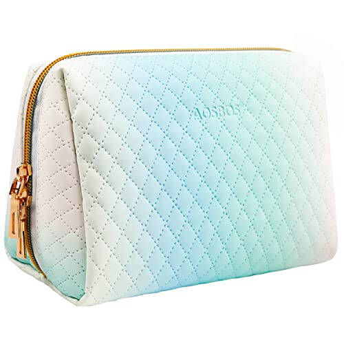 Aosbos Small Makeup Bag Travel Size Makeup Bag Cosmetic Travel Bag Cute Makeup Bags for Women Makeup Pouch Make Up Bag for Purse Gradient Green White - color: Gradient Green