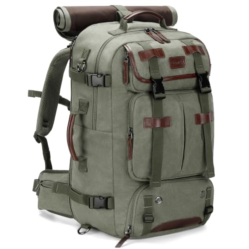 Gonex 40L Convertible Canvas Travel Backpack for Men, Airline Approved 3-in-1 Vintage Laptop Bag with Shoe Compartment, Lightweight Carry-On Rucksack for Weekender Work Briefcase (Classical Green) - color: Green