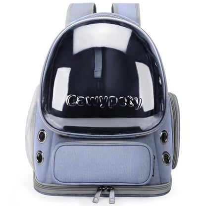 Cawypety Cat Backpack Carrier, Breathable Cat Carrier Large Space Bubble Pet Backpack for Kitty Small Dog up to 12lbs, Transparent & Foldable Pet Carrier for Travel Hiking (Blue - color: Blue