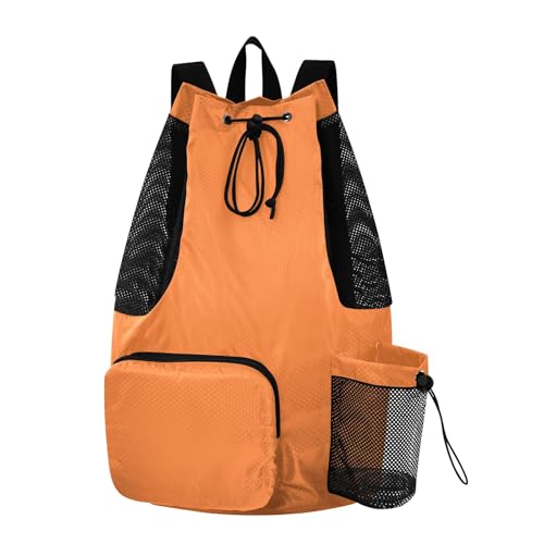 Waterproof Beach Backpack for Women Tropical Orange Drawstring Bag with Pockets for Travel - color: Tropical Orange