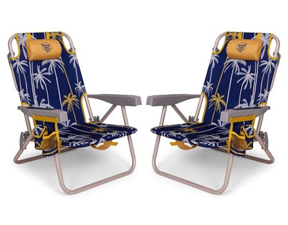 Banana Boat Backpack Beach Chair Lightweight and Portable 5-Position with Lay Flat Outdoor Heavy Duty Tanning Chair, Contrast Palm (2 PK) - color: Contrast Palm (2 Pk)