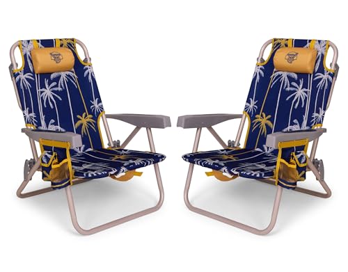 Banana Boat Backpack Beach Chair Lightweight and Portable 5-Position with Lay Flat Outdoor Heavy Duty Tanning Chair, Contrast Palm (2 PK) - color: Contrast Palm (2 Pk)