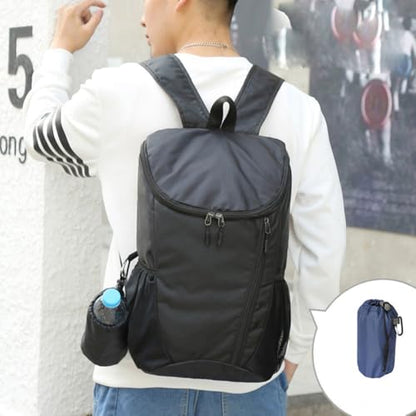 Hiking Backpack, Waterproof Wearable Lightweight Backpack, Foldable Outdoor Travel Camping Daypack - color: Black