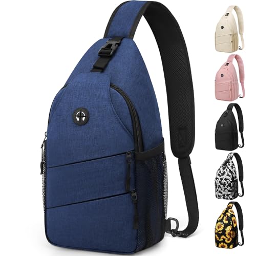 Pritent Crossbody Bags for Women Men Trendy Sling Bag Backpack Casual Chest Bag with Convertible Shoulder Strap - color: Blue, size: Medium