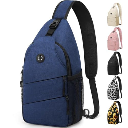 Pritent Crossbody Bags for Women Men Trendy Sling Bag Backpack Casual Chest Bag with Convertible Shoulder Strap - color: Blue, size: Large