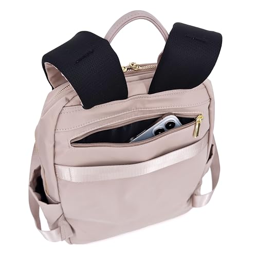 M-ioi-M Medium Backpack Purse for Women, Fashion Nylon Daypack with Gold Hardware, Lightweight Water-Resistant Rucksack for College, Work, Travel, Everyday Use, Fits 13–14" Laptop(Misty Mauve,Medium) - color: Misty Mauve,medium