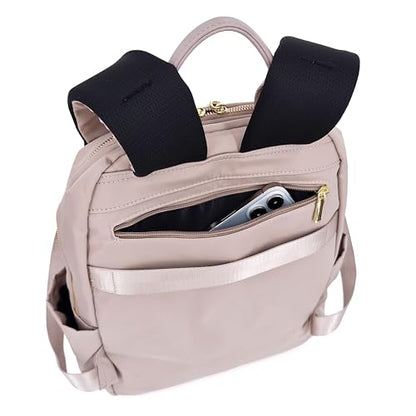 M-ioi-M Medium Backpack Purse for Women, Fashion Nylon Daypack with Gold Hardware, Lightweight Water-Resistant Rucksack for College, Work, Travel, Everyday Use, Fits 13–14" Laptop(Misty Mauve,Medium) - color: Misty Mauve,medium