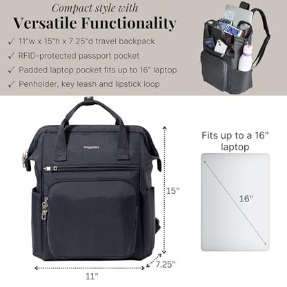 Baggallini Securtex Anti-Theft Windsor Backpack for Travel, Work & College, RFID & Locking Zipper, Up to 16" Laptop - color: French Navy