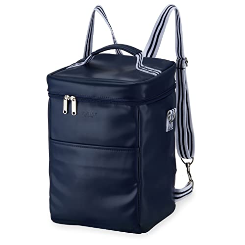 Twine Insulated Wine Tote with Adjustable Shoulder Straps and Front Pocket-Waterproof, Cooler Backpack Perfect for Picnic, Camping, Beach Trip, Hiking, Outdoor Party, Road Trips, Set of 1, Blue - style: Twine