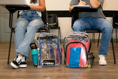 Heavy Duty Clear See Through Backpack | Transparent Clear Backpack Bags Stadium Approved for Women, Men, School, Travel - color: Black