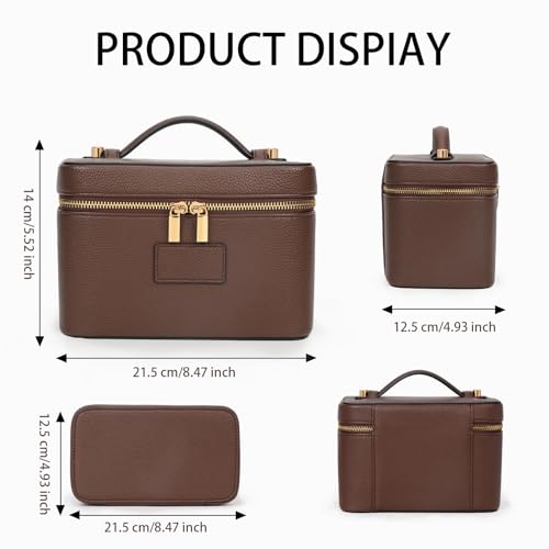 Makeup Bag Vanity Case with Removable Divider Travel Toiletry Bag Portable Cosmetic Bag Makeup Organizer Case (Coffee) - color: Coffee