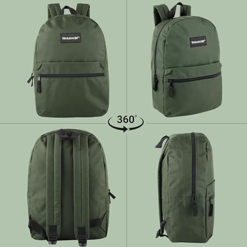 Trail maker 24 Pack- Classic 17 Inch Backpacks in Bulk Wholesale Back Packs for Boys and Girls - color: Green