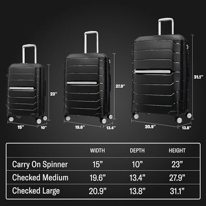 Samsonite Freeform Large Checked Luggage with Dual 360° Spinner Wheels - TSA Lock, Airline-Approved - Lightweight Durable Polypropylene Expandable Hardshell - Black - color: Black, size: Checked-Large Spinner