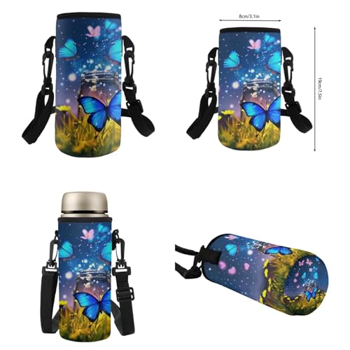 Flashideas Butterfly Backpack for Girls Kids Backpack with Lunch Box Stainless Steel Water Bottle and Water Bottle Holder with Strap 4Pcs Set 17" Elementary Bookbag with Compartments Sturdy School Bag - color: Butterfly