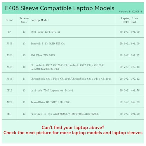 Smatree Elite Laptop Sleeve for 11.6-13.4 inch HP Envy x360, ASUS ROG Flow/Zenbook S 16/Chromebook, DELL Latitude 7340, ACER TravelMate B3/Prestige 13, Protective Laptop Case with Pocket(E408) - size: 13 inch/E408/Size: 31.2*22.2cm