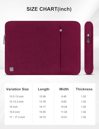 DOMISO Laptop Case Laptop Sleeve Cover Compatible with 14-15 inch MacBook Pro M4/M3/M2/M1 Pro/Max 2024-2021, Compatible with 13 inch HP Dell ASUS Lenovo Notebook, Water-Resistant Bag with Pocket, Wine - color: Wine, size: 13-13.3 inch