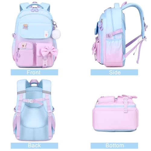 ACESAK Girls Backpack - 3PCS Backpack for Girls Cute School Backpacks for Girl Kindergarten Elementary Preschool Middle Kids School Bags with Lunch Box Pencil Case Set (Blue Purple) - color: Blue Purple