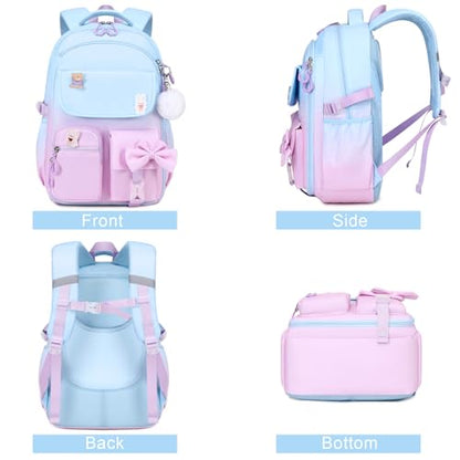ACESAK Girls Backpack - 3PCS Backpack for Girls Cute School Backpacks for Girl Kindergarten Elementary Preschool Middle Kids School Bags with Lunch Box Pencil Case Set (Blue Purple) - color: Blue Purple