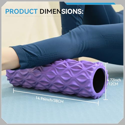 Foam Roller - 15 inch Deep Tissue Massager for Muscle Massage, Myofascial Trigger Point Release, Exercise, Yoga, Pilates & Stretching(Purple) - color: Purple