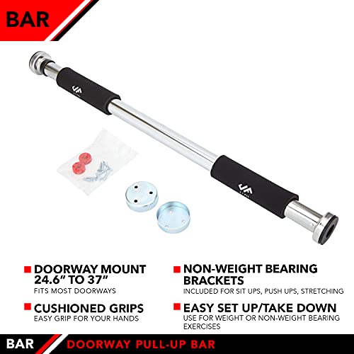 JFIT Deluxe Multi Exercise Doorway Pull-Up Bar with Comfort Grips, 40-Inch - style: Chin Up/Pull Up Bar