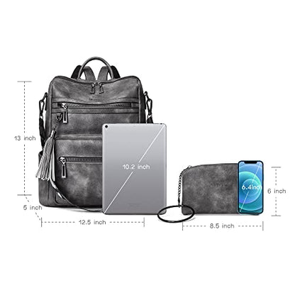 Shrrie Backpack Purse for Women Leather Backpack Fashion Designer Travel Backpack Convertible Shoulder Bag - color: 2-2-two-toned Dark Gray