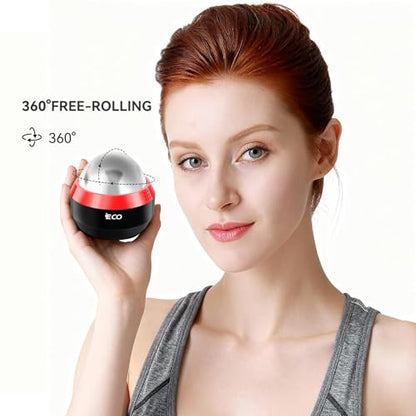 iECO Cold Massage Roller Ball - Ice Roller Ball for Muscles Deep Tissue, Cold & Heat Therapy, Plantar Fasciitis Roller - color: Black+red, size: 1 Count (Pack of 1)