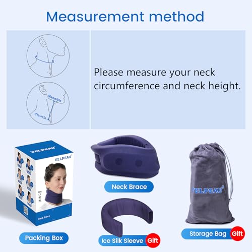 Velpeau Neck Brace for Neck Pain and Support - Soft Cervical Collar for Sleeping, Snoozing, Sleeping Upright, Anti-Snoring, Sleep Apnea for Women & Men (Blue, Enhanced Version, S: 10.5-11.5"/2.7") - size: Small (Pack of 1), style: Enhanced Version-Blue