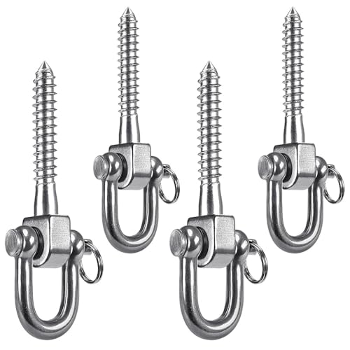 SELEWARE 4 Pack Swing Hangers Swing Set Hooks Stainless Steel Hammock Hooks for Porch Swing, Hammock Chair, Heavy Bag, Yoga Silk, Suspension Straps, Gymnastics Rings - color: Stainless 4 Pack Swing Hooks