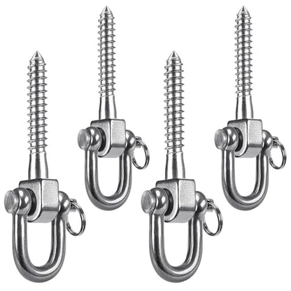 SELEWARE 4 Pack Swing Hangers Swing Set Hooks Stainless Steel Hammock Hooks for Porch Swing, Hammock Chair, Heavy Bag, Yoga Silk, Suspension Straps, Gymnastics Rings - color: Stainless 4 Pack Swing Hooks