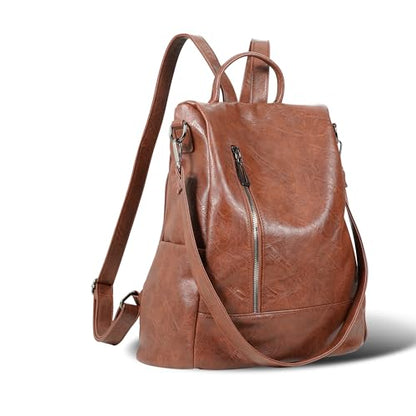 Women Backpack Purse PU Leather Anti-theft Casual Shoulder Bag Fashion Ladies Satchel Bags - color: Tortoiseshell Brown, size: Medium