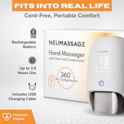 Hand Massager with Heat, Cooling and Compression | Full-Hand and Wrist Coverage with Touchscreen & Palm Roller | Daily Massage at Home, Office, or Travel