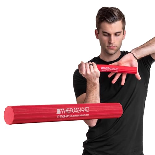 THERABAND FlexBar Resistance Bar, Light, Red Flex Therapy Bar for Physical Therapy, Wrist & Forearm Exercise Equipment, Non Slip Grip, Compact Design - color: Red - Light, style: Original