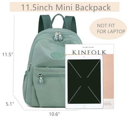 Tanweibago Mini Nylon Women Backpacks,11L Small Ladies backpacks Casual Lightweight Women Shopping Travel Daypack (Light Green) - color: Light Green