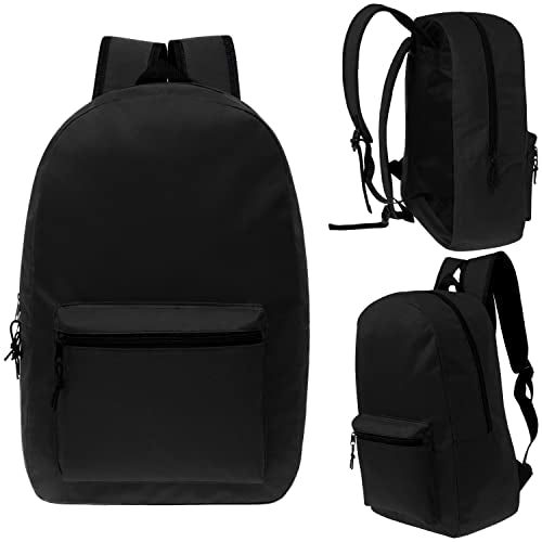 17" School Backpacks for Kids - Backpacks in Bulk for Elementary, Middle, and High School Students in Assorted Colors - color: Black