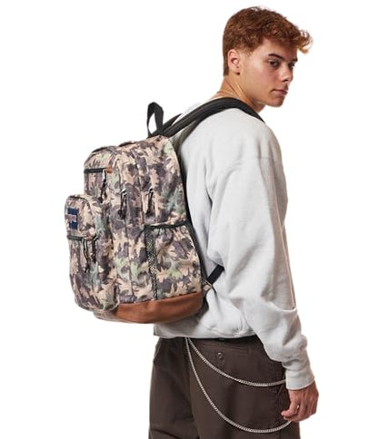 JanSport Cool Backpack with 15-inch Laptop Sleeve, Large Computer Bag Rucksack with 2 Compartments, Ergonomic Straps, Woodland Camo - color: Woodland Camo Green/Grey/Charcoal