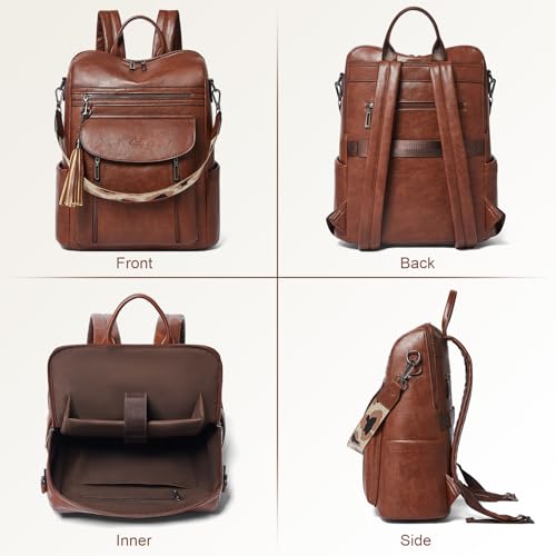 Shrrie Laptop Backpack for Women 15.6 inch,Travel Leather Backpack Purse Nurse Teacher Carry on Backpack Computer Bag,Professional Water-Resistant College Business Work Casual Daypack,Chocolate Brown - color: Brown01