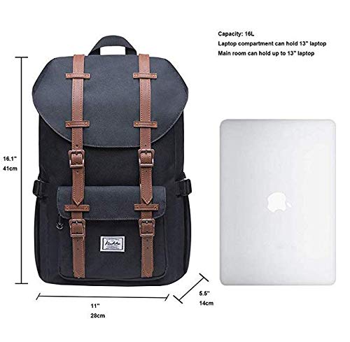 KAUKKO Laptop Outdoor Backpack Traveling Daypack Hiking Rucksack Large Capacity Bag Fits 15.6"(5-7-Black[2PC]) - color: 7-black[2pc]