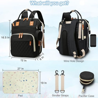 SHITIESHOU Diaper Bag Backpack Baby Bag, Baby Girl Boy Diaper Bag for Dad Mom with Pad, 16 Pockets, Pacifier Case, Large Diaper Bags Unisex for Travel (Black) - color: Black