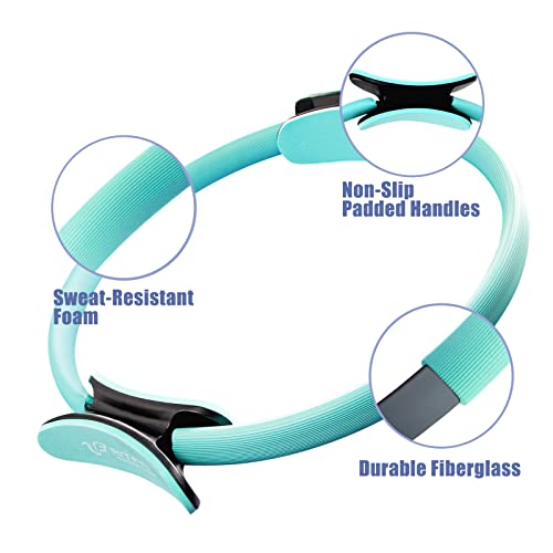 RitFit Pilates Ring Circle - 14 Inch Magic Fitness Circle for Toning Inner & Outer Thighs, Bonus Workout Guide Included - style: Cyan
